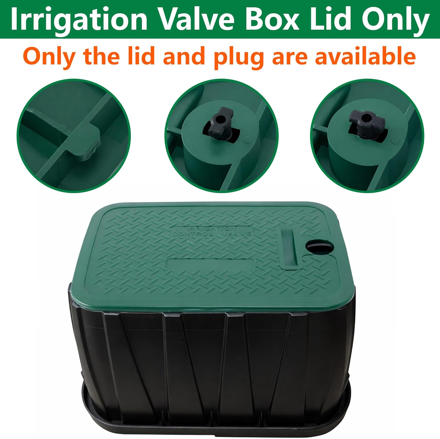 EBaokuup 2 Pcs 12 x 17 Inch Irrigation Valve Box Cover, Rectangular Sprinkler Valve Lids with Plug, Sprinkler Valve Cover Replacement for Outdoor Irrigation Watering Equipment