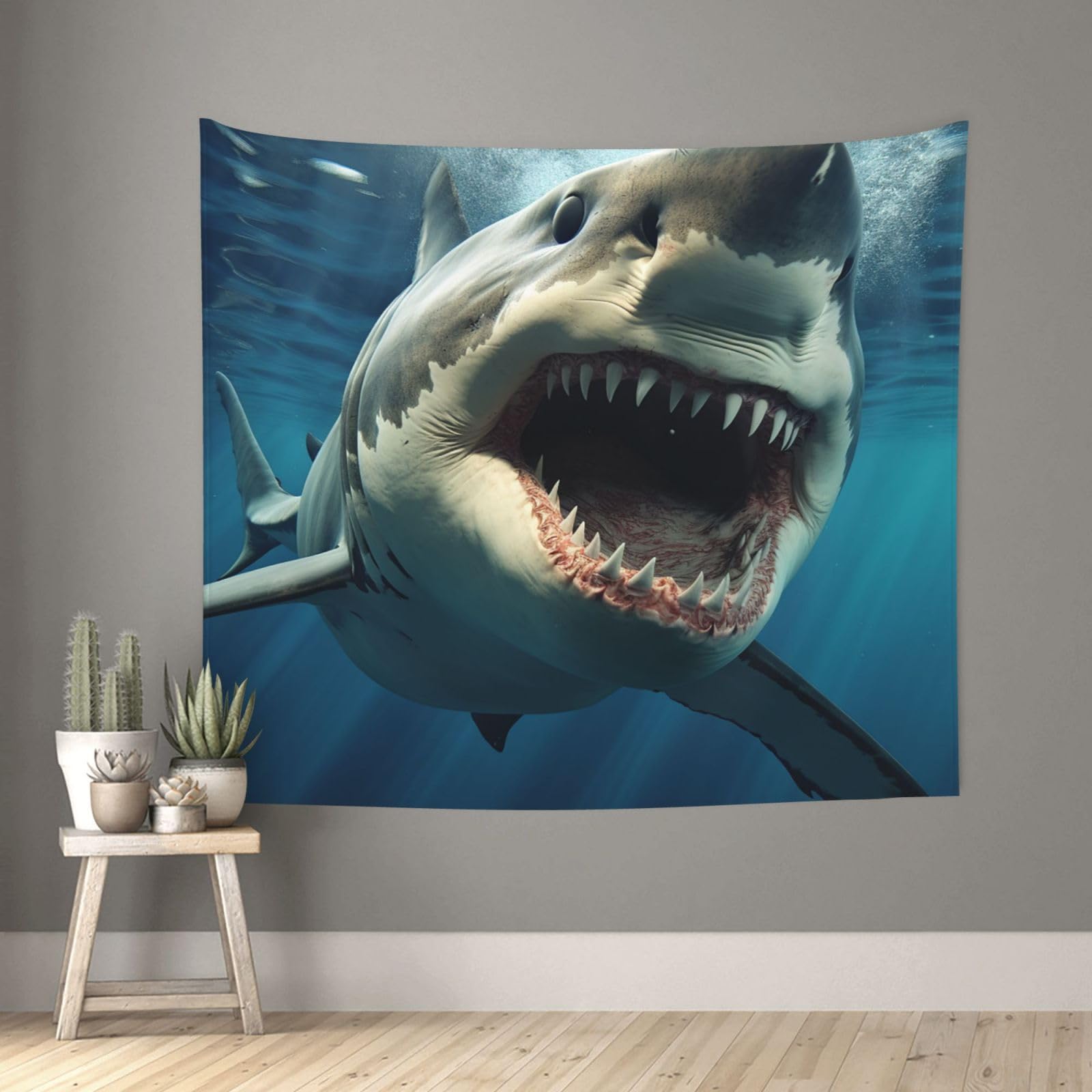 FodPand Shark Mouth Tapestry for Bedroom Aesthetic, Wall Hanging Tapestries Art Decor Backdrop Wall Tapestry for Dorm Living Room Funny Poster Party Banner Background 51" X 60"