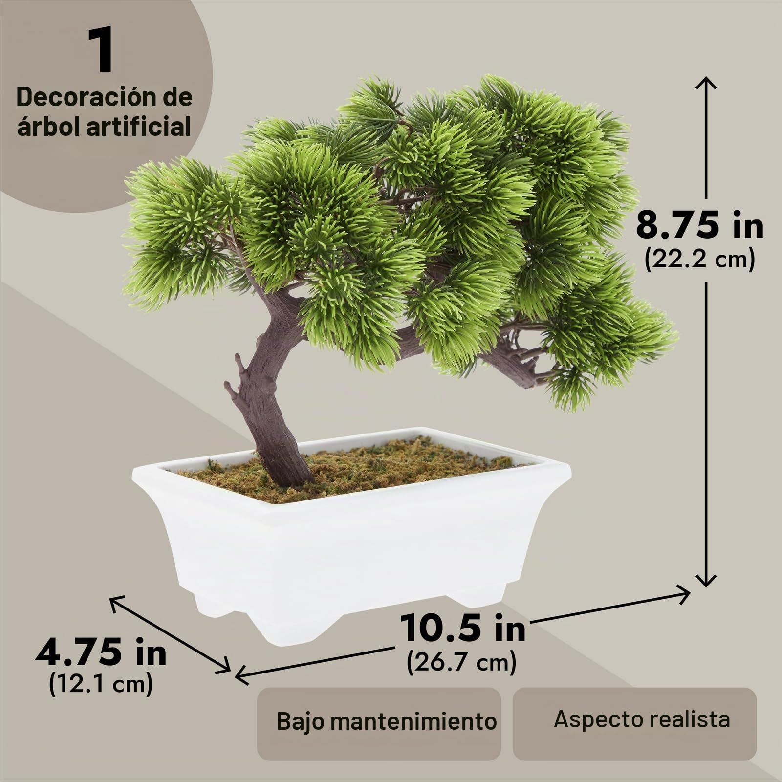 Árbol Bonsai Artificial - Plantas Artificiales para la decoración, Planta en Maceta Artificial para la casa, Decoración Zen de Jardines, 26 cm x 24 cm x 12 cm