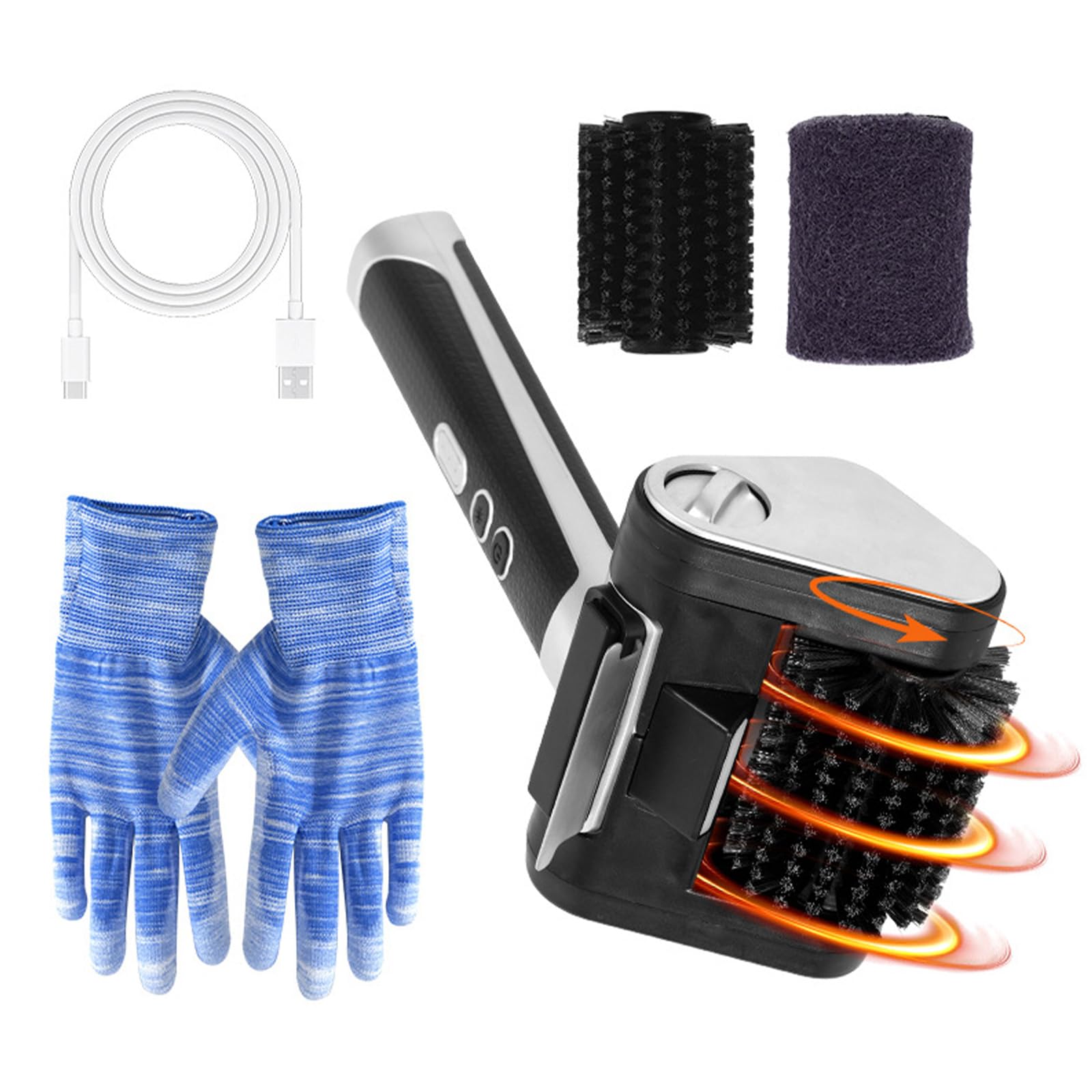 Mekalero Electric Grill Brush, Cordless Rechargeable Grill Cleaning Brush with Detachable Head, Stainless Steel Head, 3Speed Waterproof Cleaner for Bbq Grates