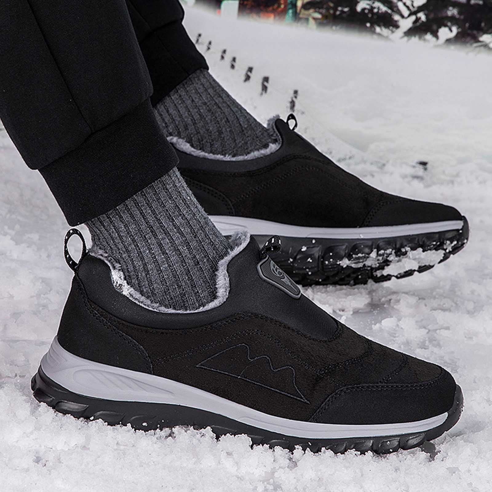 Générique 2027-Bottes de Neige Homme Hiver Chaudes Bout Rond Semelle Plate Antidérapante Confortable Coton Urbaines