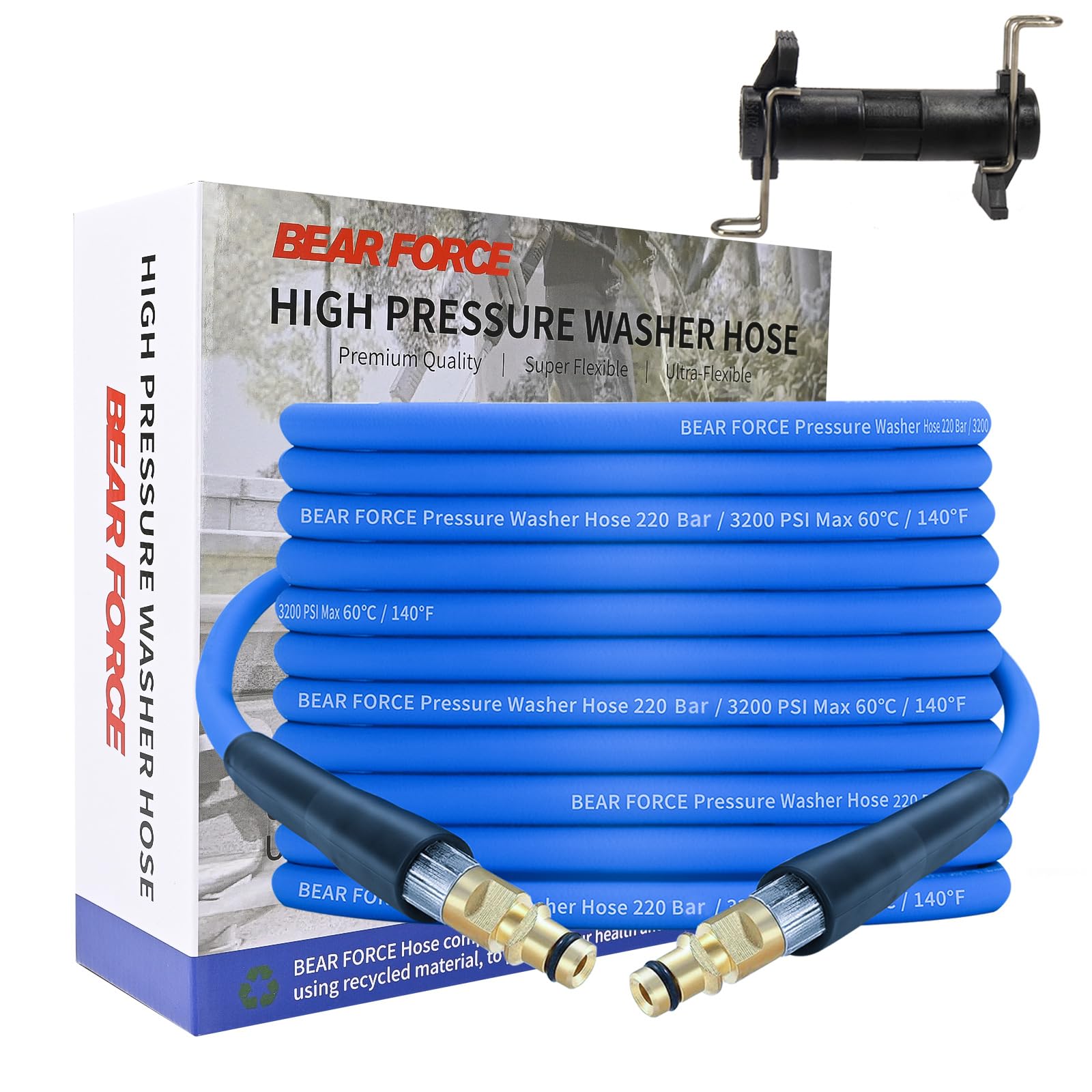 Tubo di ricambio per idropulitrice super flessibile, 10 m, 220 bar, resistente agli piegamenti per rondella Kärcher serie K, per Karcher K2-K7, connettore rapido a scatto, accessori di prolunga per