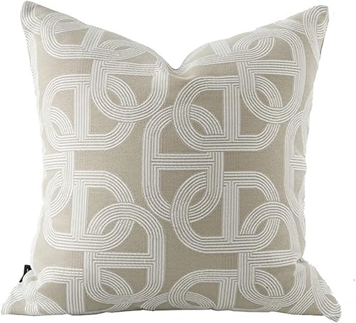 Funda de cojín de 20 x 20 pulgadas, diseño de herradura de nariz de cerdo, bordado jacquard de chenilla, estilo moderno, de lujo, para sala de estar