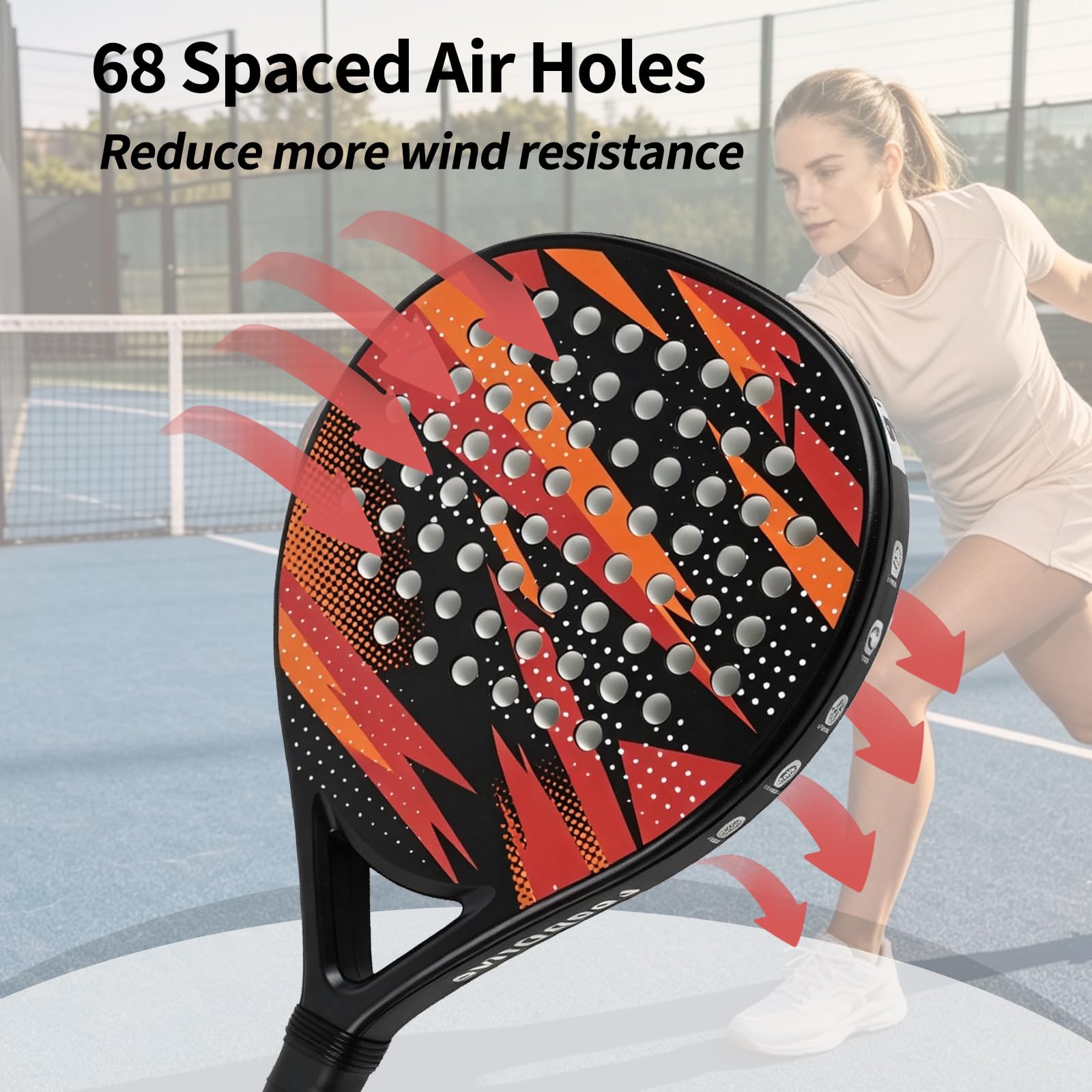 Set di 2 racchette da paddle leggere in fibra di carbonio | Nucleo in schiuma EVA, racchetta da paddle tennis per ragazzi, adulti, uomini e donne, adatta ai principianti