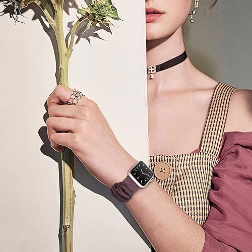 Miniatura 7 de Paquete de 8 bandas elásticas compatibles con Apple Watch de 1.57, 1.61, 1.49, 1.65, 1.73 y 1.77 pulgadas, para mujeres, de tela, con bonito