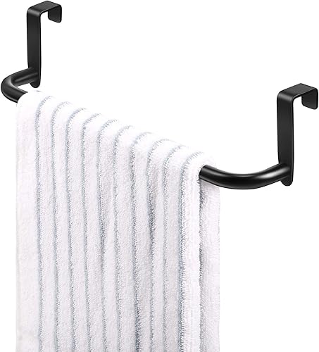 Miniatura 7 de 2 piezas barra toallero de metal para gabinete de cocina, barra toallero de acero para colgar en el interior o exterior de las puertas, hogar, Negro