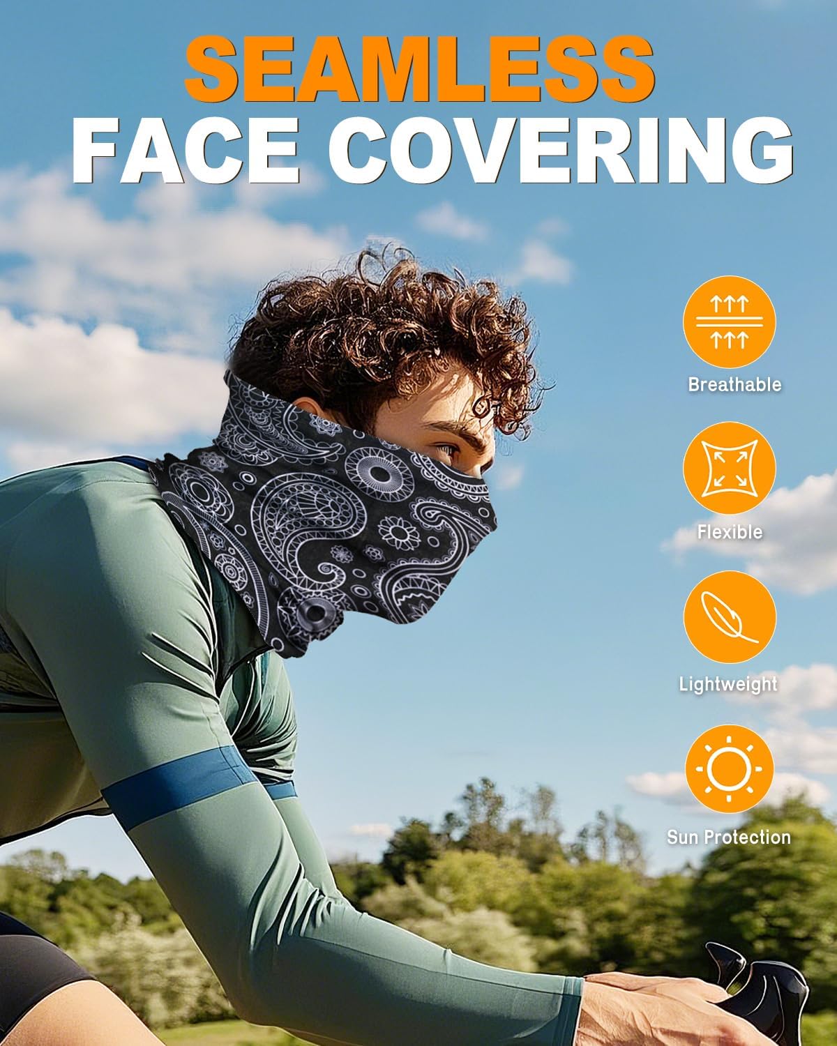 4Pack Neck Gaiter for Men Women Face Cover Mask Head Wrap Balaclava Headwear Bandana Headband Magic Scarf - Image 3
