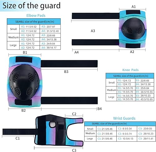 Miniatura 7 de JeeFree Skateboard Kness Pads,Elbow Pads and Wrist Guards Protective Gear for KidsYouthAdult.Strong Double Straps & Adjustable Easy-Fix Clips for