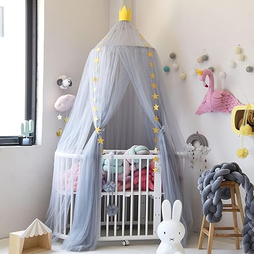 Dix-Rainbow Toldo de cama para niños rincón de lectura cuna cúpula redonda de princesa príncipe para colgar para niños cortinas de red para bebés