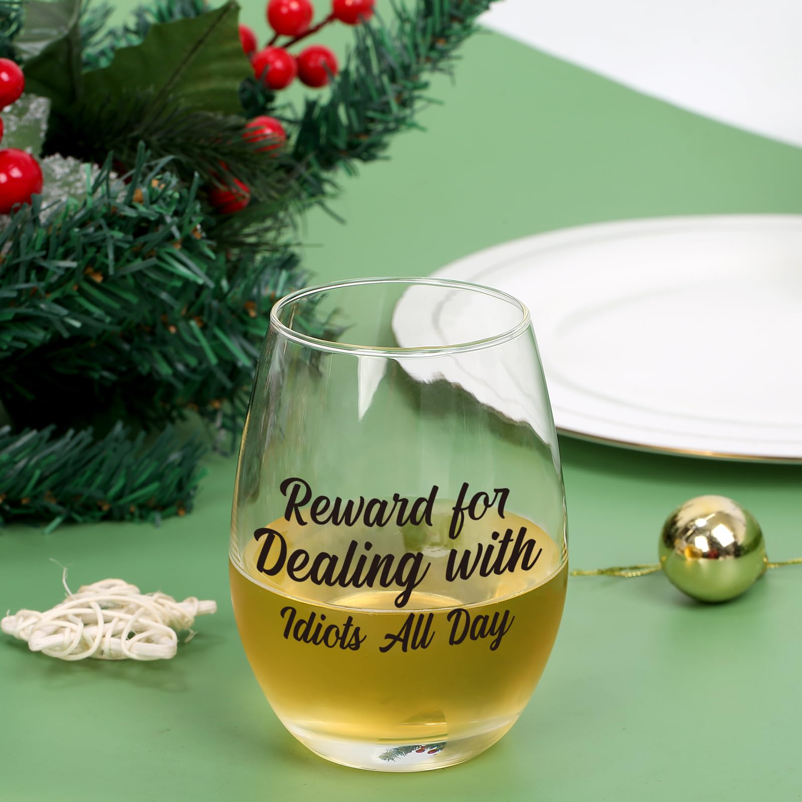 Futtumy Reward For Dealing With Idiots All Day Stemless Wine Glass 15oz Funny Wine Glass For Men Women Friend Coworker Novelty Christmas Gift Birthday Gift Gag Gift White Elephant Exchange Gift Futtumy Reward For Dealing With Idiots All Day Stemless Wine Glass 15oz Funny Wine Glass For Men Women Friend Coworker Novelty Christmas Gift Birthday Gift Gag Gift White Elephant Exchange Gift