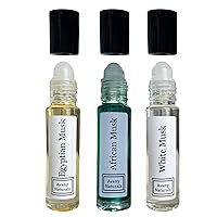 Vista 11 de Juego de 3 aceites corporales con fragancia unisex, almizcle blanco, sándalo, ámbar, concentrado, sin alcohol, roll-on