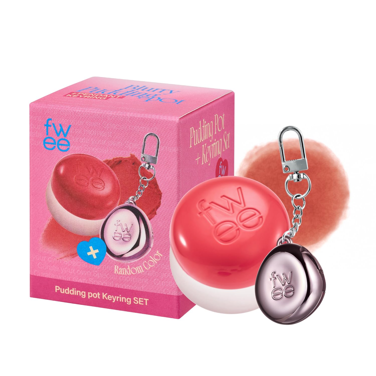 fweeBlurry Pudding Pot + Keychain SET | Airbrushed Blush & Lip, Buildable Pigment, Long-lasting, Lightweight, Easy to Blend, Natural Soft Matte Finish Makeup – Dear (Coral Brown) | 0.17 oz