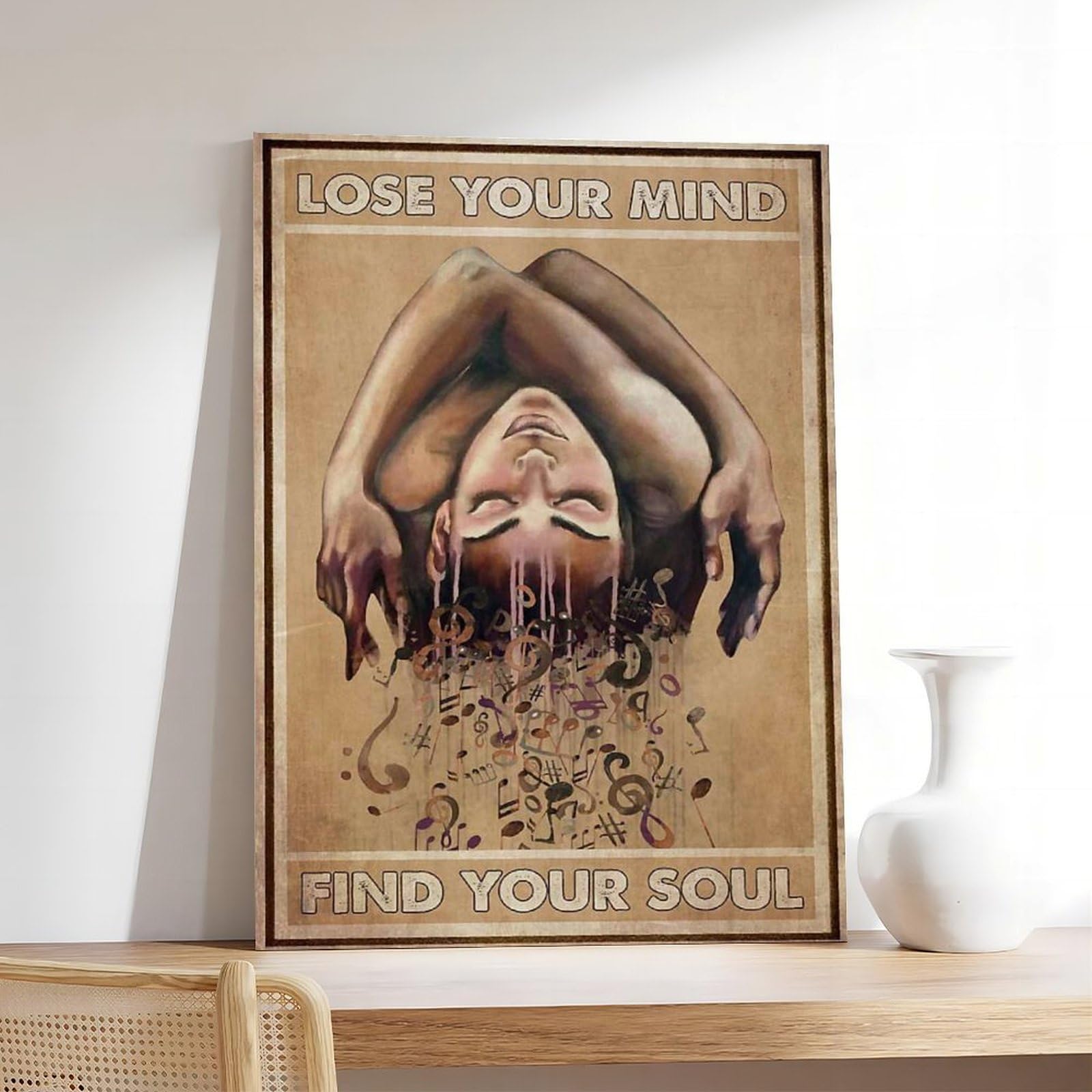 NEOHI Poster e stampe artistiche da parete in stile vintage con ragazza musicale, per camera da letto e ufficio, 40 x 60 cm