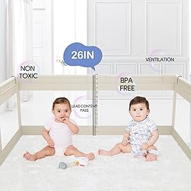 Fodoss Baby Playpen, Upgrade Playpen for Babies and Toddlers, 47x47inch Beige Play Pen for Babies with Hand Pulling Ring, Play Pen Center for Kids,Baby Fence,Kids Playards