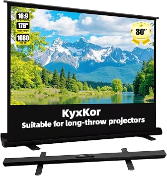 Floor Rising Projector Screen, 80 Inch 169 Portable Projector Screen, Pull Up Floor Screen for Projector, Rising Projection Screen for Indoor Outdoor Movies, Home Theater, Office and Living