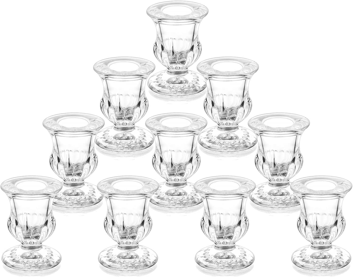 Romadedi Glass Taper Candle Holders Clear Small