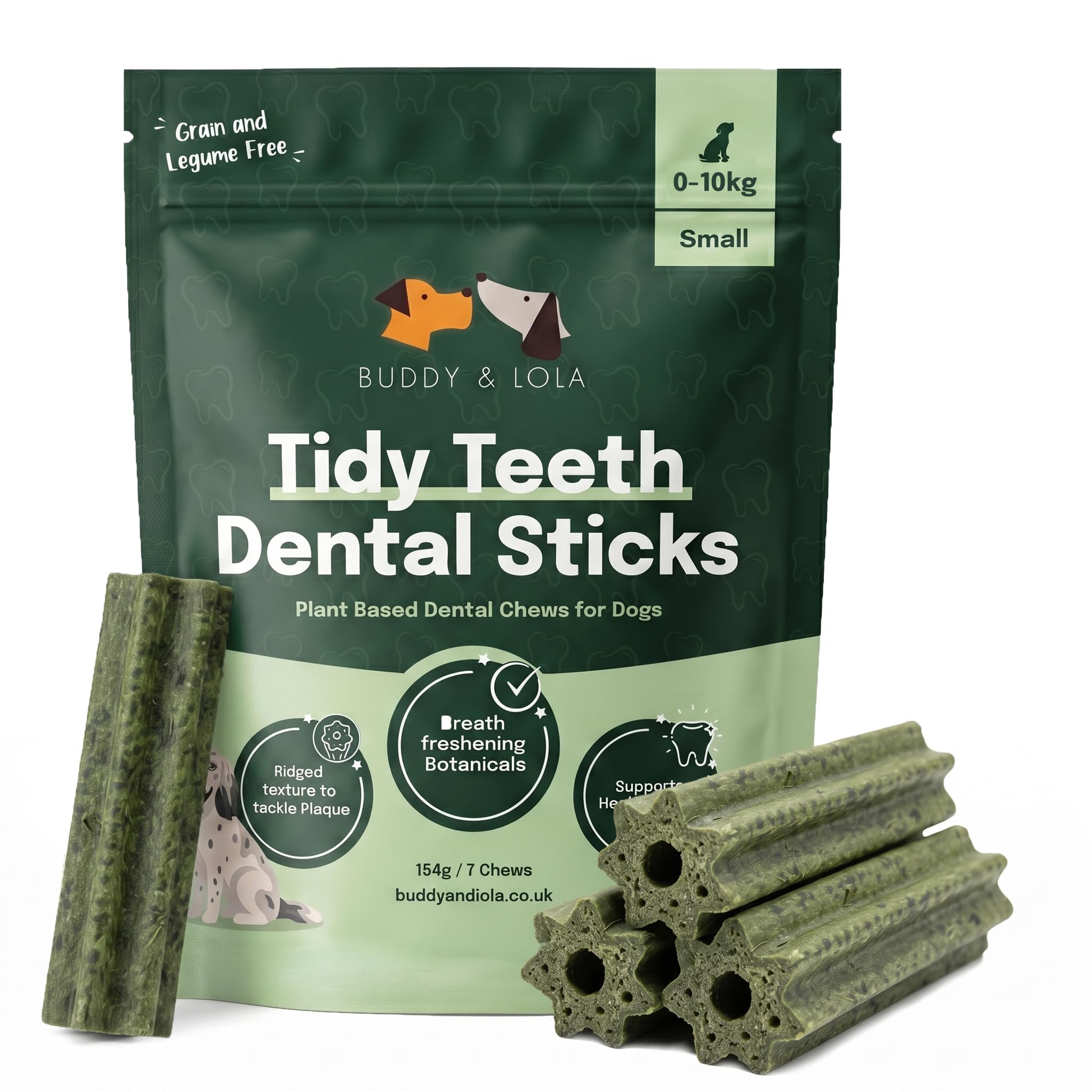 Buddy & Lola Natural Dental Sticks for Dogs - Small - Pack of 5 Bags