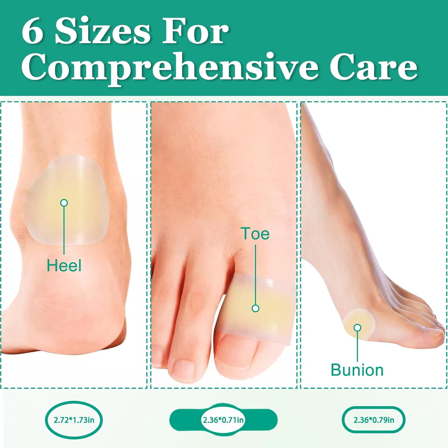 24 PCS Gel Blister Bandages Cushions, Blister Cushions, Water Resistant Hydrocolloid Blister Bandages for Feet, Blister Pads, Adhesive Bandages for Heel, Toes & Foot, Blister Prevention & Recovery - Image 3