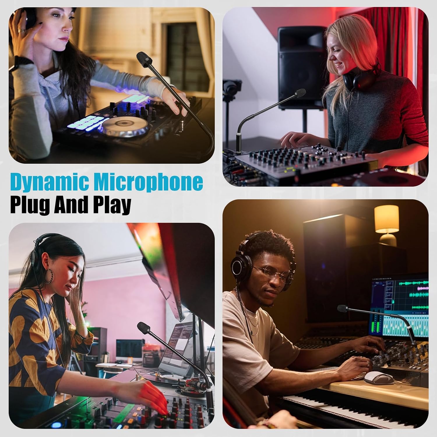 Dynamic Gooseneck Microphone, Professional XLR Wired Dynamic Microphone With 360-Degree Rotation And Flexibility. DJ Microphone Suitable For Audio Mixing Consoles, Ktv Bars, And Public Address Systems