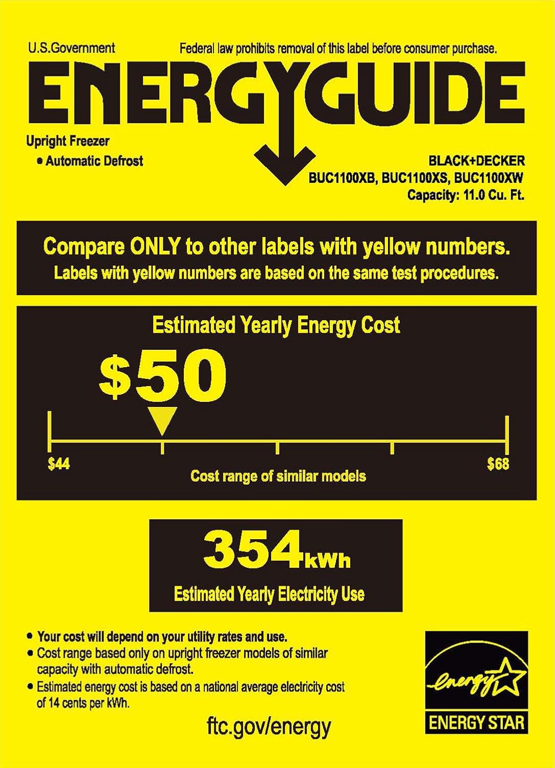 BLACK+DECKER 11 Cu. Ft. Convertible Freezer Refrigerator, Upright Freezer with Glass Shelves, Reversible Door, ENERGY STAR rated, Frost Free, BUC1100XS, Stainless Look