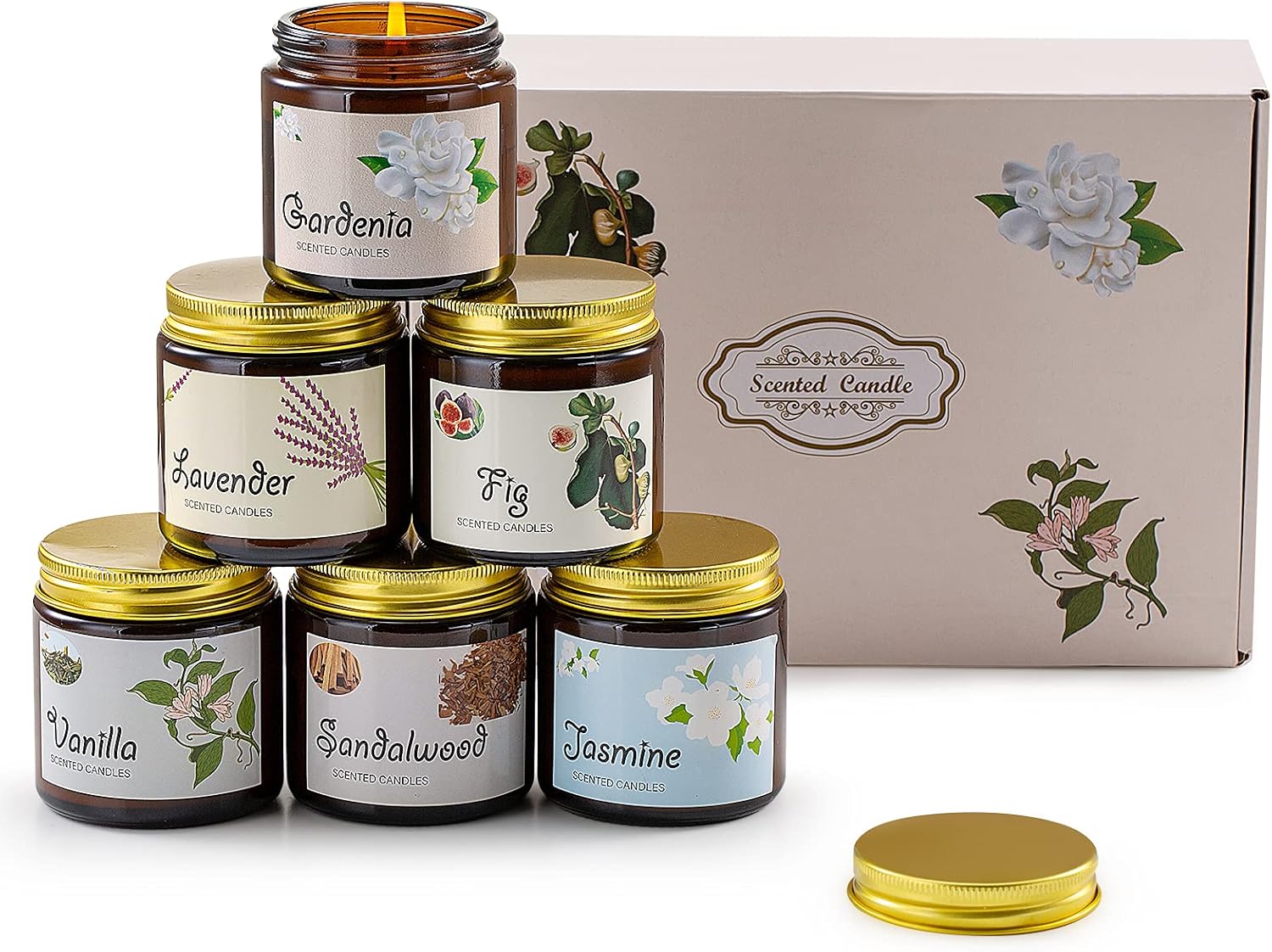 Scented Candles, Soy Wax Candles Gift Set, Jar Candles for Women, Premium Long Lasting Aromatherapy Candles for Home Birthday Holiday Party, 6 Pack : Home & Kitchen