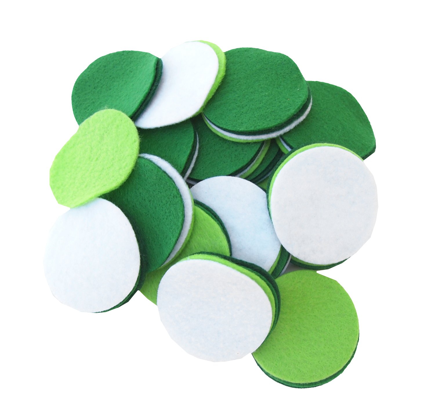Playfully Ever After Green, Dark Green, Light Green &amp; White Craft Felt Circles (2 Inch - 58pc)