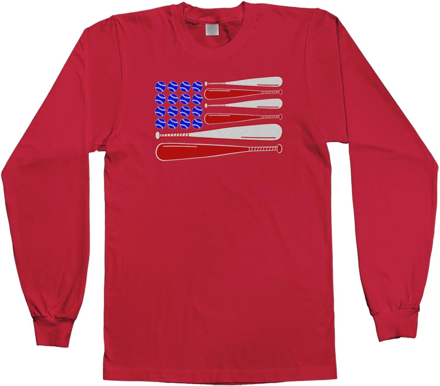 Threadrock Kids Baseball and Bat American Flag Youth Long Sleeve T-Shirt