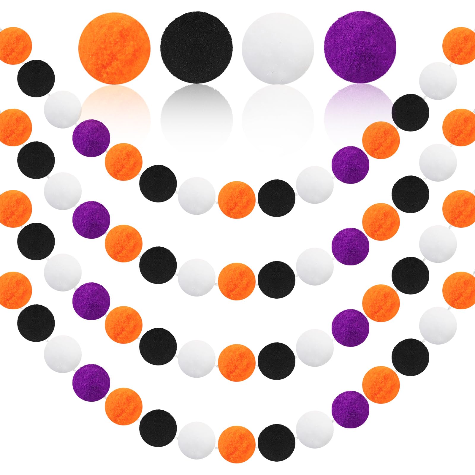 MARFOREVER 4 Pack 26.3 FT Halloween Felt Ball Garlands Halloween Decoration