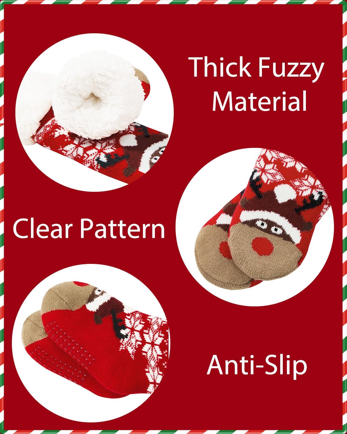 Century Star Toddler Girls Boys Christmas Socks with Grips Cotton kids Slipper Socks Baby Winter Non Slip Fuzzy Sock