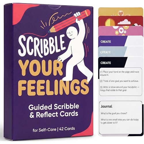 Art Therapy Cards, 42 Guided Drawing & Reflection Journal Prompts for Adults, Art Therapy Supplies, Emotional Regulation & Mental Health Gift