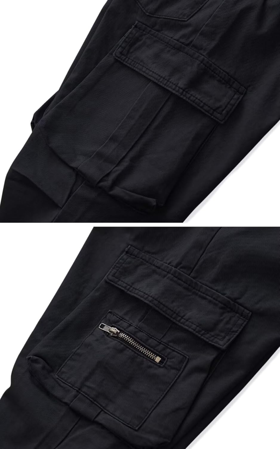AKARMY Cargo Pants for Men Casual Outdoor Cotton Hiking Y2K Work Pants with Multi Pockets 8612 Black 34 - Image 6