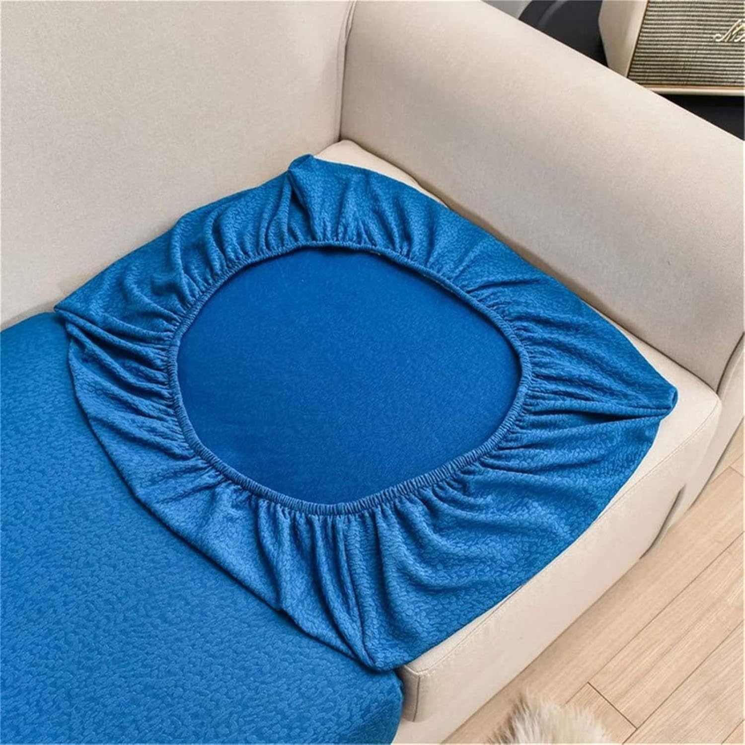 Stretch Water-Repellent Sofa Seat Cushion Covers High Stretch Fabric Couch Seat Slipcover Waterproof Sofa Cushion Cover (Bright Blue,Large 1-Seater)