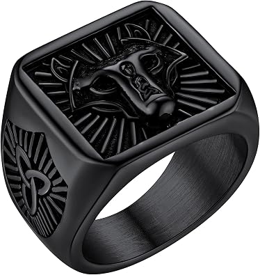 FaithHeart Wolf Head Signet Rings for Men Women Stainless Steel Norse Viking Ring Size 7/8/9/10/11/12/13/14 Personalized Custom