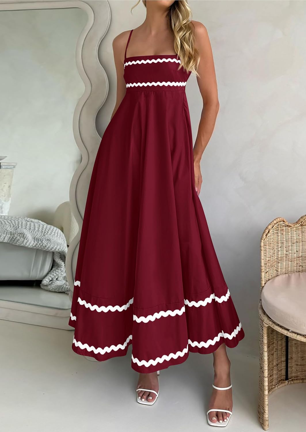 PRETTYGARDEN Women's 2026 Summer Flowy Maxi Dress Casual Sleeveless Spaghetti Strap Ruffle Beach Long Dresses - Image 8