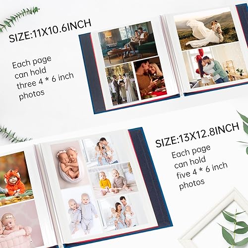 Miniatura 4 de AIOR Álbum de fotos autoadhesivo para fotos de 4 x 6, 5 x 7, 6 x 8, 8 x 10 pulgadas, álbum de recortes de fotos de lino de tapa dura, 40 páginas con