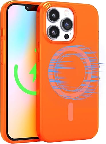 FELONY CASE - Funda transparente naranja neón para iPhone 13 Pro Max, compatible con MagSafe - Fundas protectoras a prueba de golpes de 360