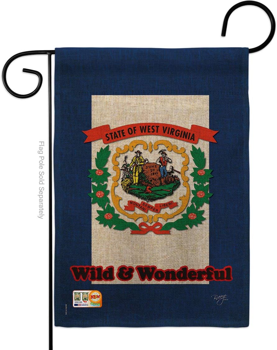West Virginia Burlap Garden Flag Americana States USA American Territories Republic Country Particular Area Small Decorative Gift Yard House Banner Double-Sided Made In 13 X 18.5