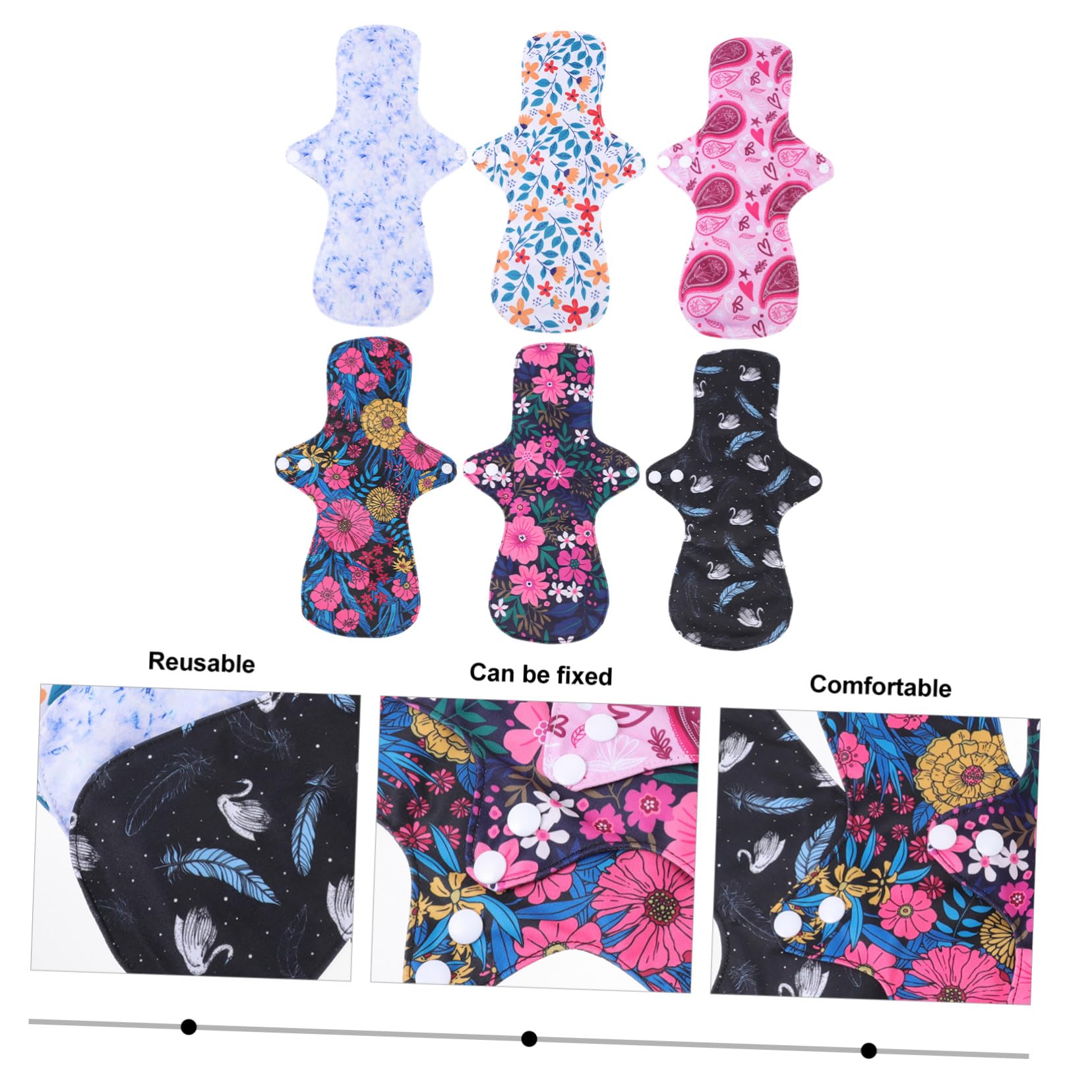 Compresas Menstruales Reutilizables 6 Piezas de Fibra Lavables Cómodas y Fáciles de Limpiar Membrana Pul Color Aleatorio para Adultos en Exteriores o Viajes