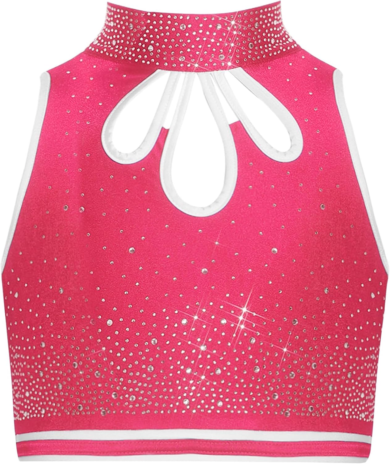 Kids Athletic Crop Top Dance Vest Stage Performance Sparkle Bra for Figure Skating Training