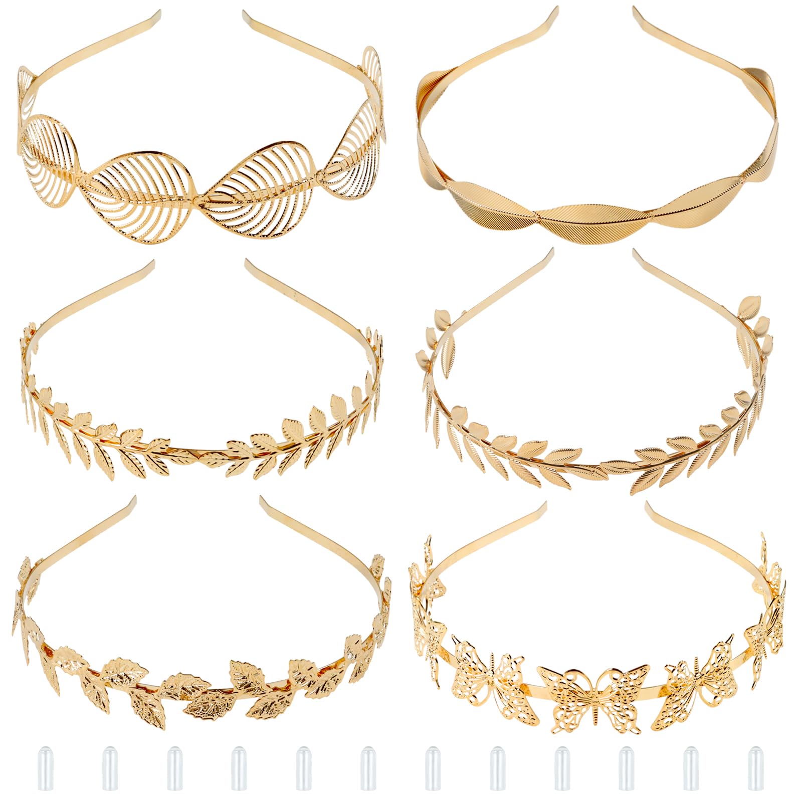 Set of 8 Gold Metal Leaf Butterfly Flower Headbands for Women Girls Teens Gold Pearls Butterfly Flower Headbands Set for Women  main image 2
