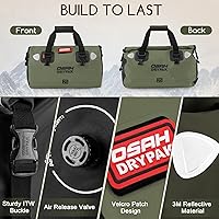 Vista 3 de Waterproof Duffel Bag - Motorcycle Dry Bag Tail Bag with Large Storage Space, Waterproof Luggage Duffle Bags with Outer Mesh Zipper Pocket for Oliva