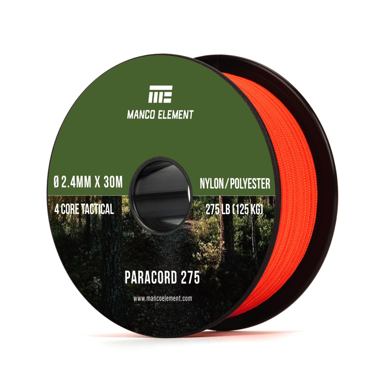 Manco Element 275 Paracord 2.4mm x 30m Nylon Rope Tactical Cord 4 Strands