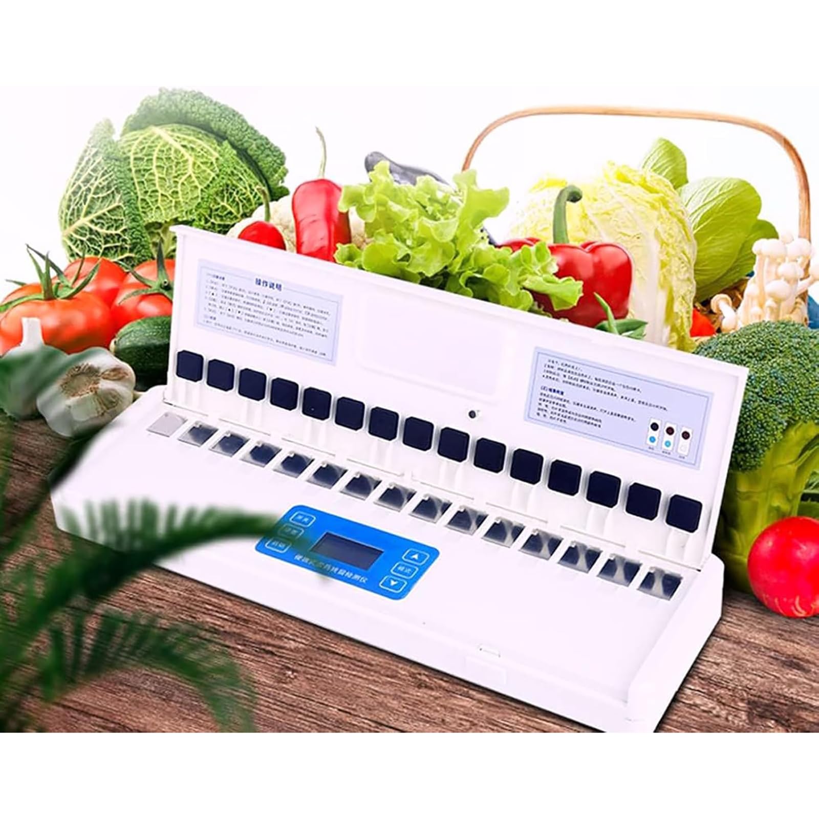 Rilevatore portatile per frutta e verdura, tester di sicurezza alimentare a 15 canali, risultati accurati in 10 minuti, funzionamento facile per uso domestico, agricolo e in laboratorio