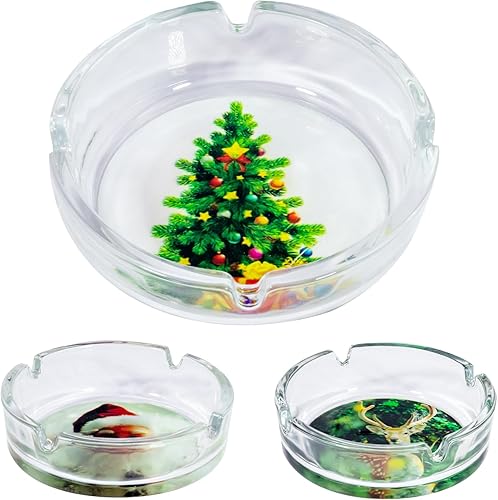 Aqfkl Juego de 3 ceniceros, ceniceros para el hogar para fumadores de marihuana en interiores, cenicero de cristal, cenicero de cigarros, lindos