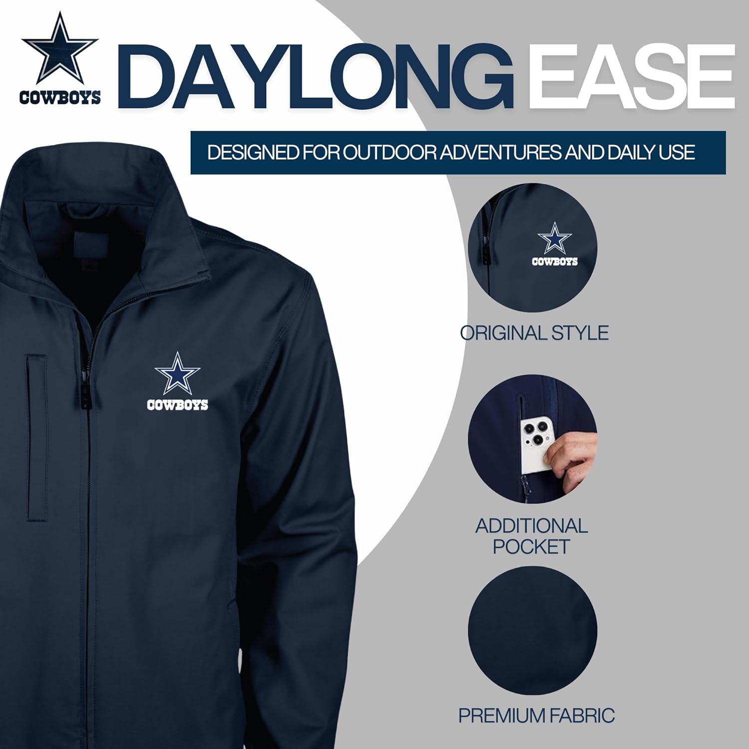 Dunbrooke Men's NFL Journey Workwear Tri-Blend Full-Zip Jacket
