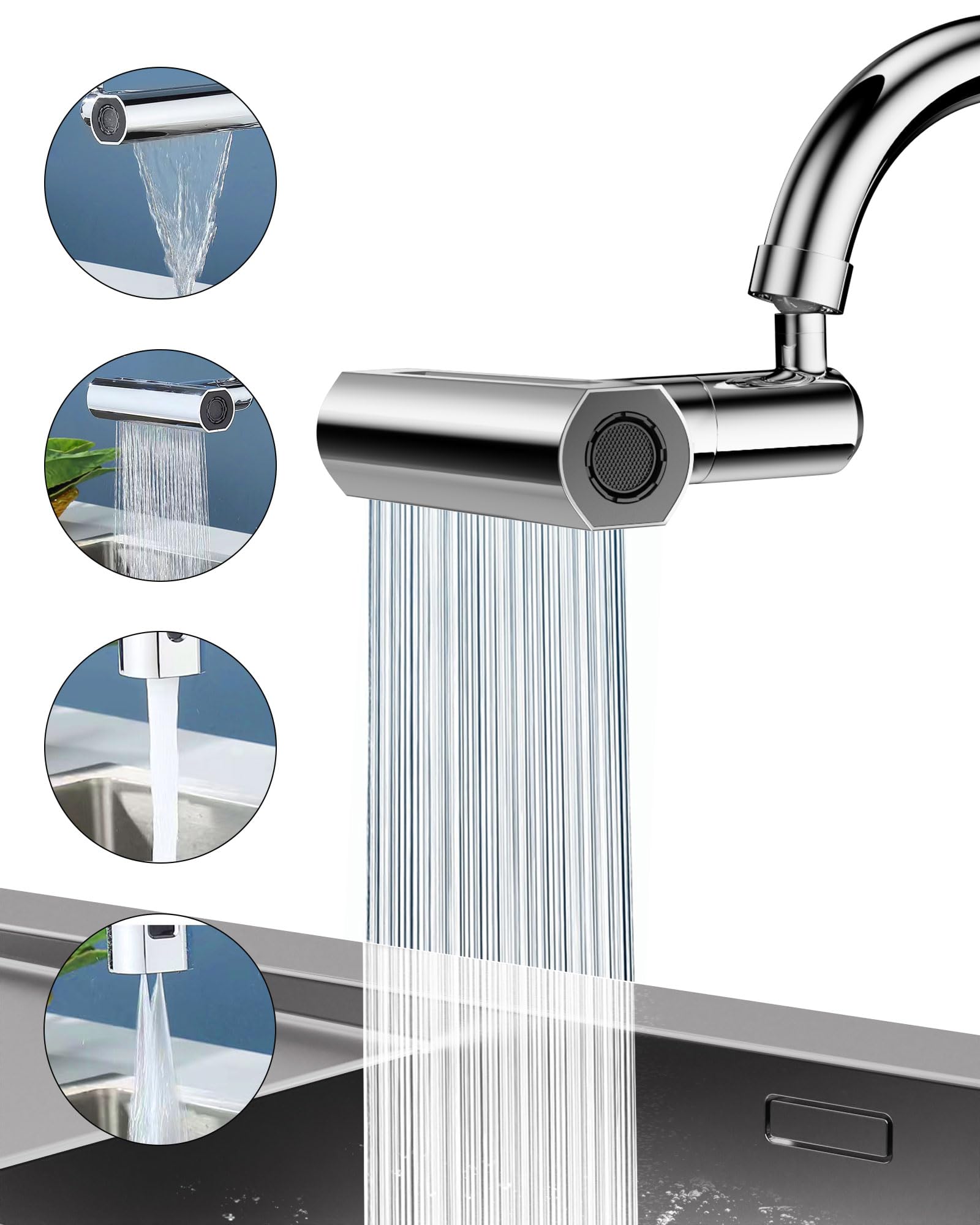 Luv 4 In 1 Waterfall Kitchen Faucet,360°Swivel Faucet Extender For Kitchen Sink,Splash-Proof Kitchen Faucet Head Replacement,High Arc Sink Faucet Suitable For Washing Fruit Vegetable - Brass, Polished (B0CNXNJTSZ) Amazon Price History, Amazon Price Tracker