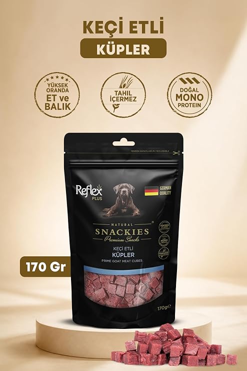 Reflex Plus Snackies Natural Keçi Etli Küpler Premium Köpek Ödül Maması 170 g