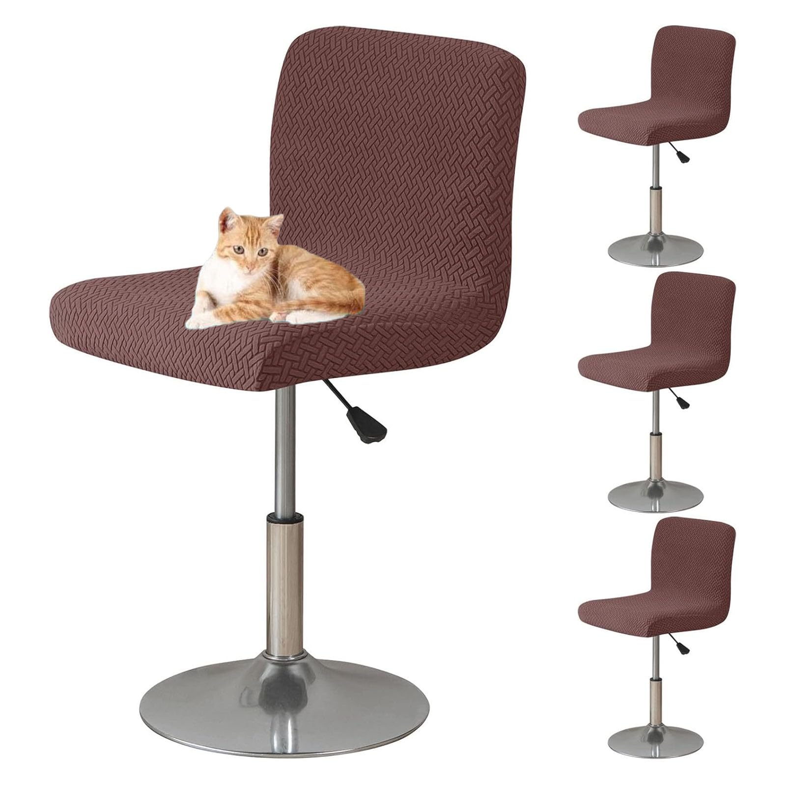 Lot de 4 housses de tabouret de bar carrées avec dossier Elkaffee pour cuisine