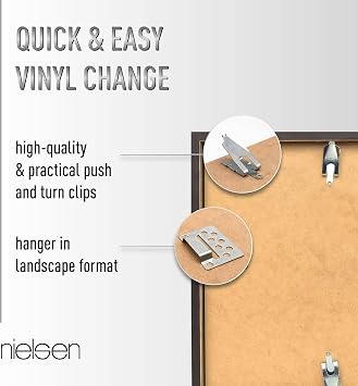 nielsen Vinyl Double Record Display Frame - Black Wood 31.4x63.3x2.5cm - fits Double LPs - with Push and Turn Clips