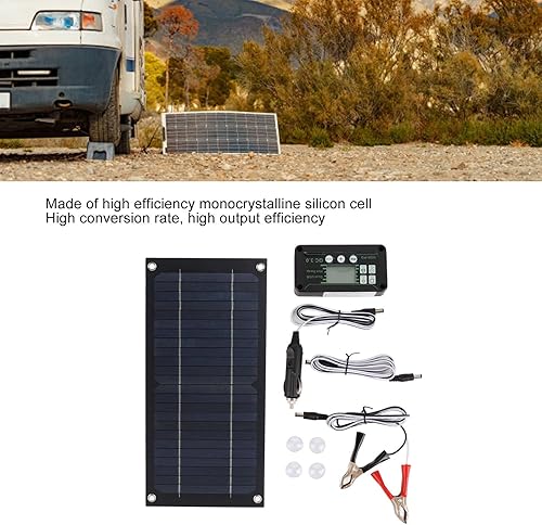 Miniatura 2 de Ejoyous Kit de panel solar, 600 W, cargador de panel solar monocristalino de silicio 100 A, kit de panel solar con cable de extensión, clip de